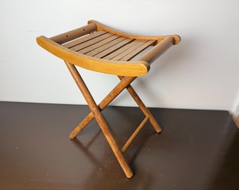 ヴィンテージ 1960年代 ストライプ柄キャンバス＆木製折りたたみ式