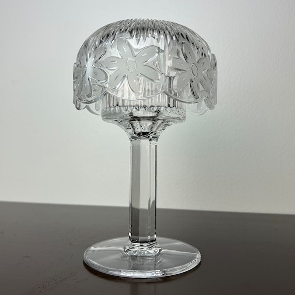 Vintage Royal Limitied Clear Crystal Floral Daisy Fairy Lamp, Tea Light/Votive Candleholder, Fairy Lamp Base and Shade