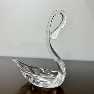 Vintage Long Necked Handblown Art Glass Swan Figurine/Dish by Pairpoint, Small Glass Bird Statue Paperweight