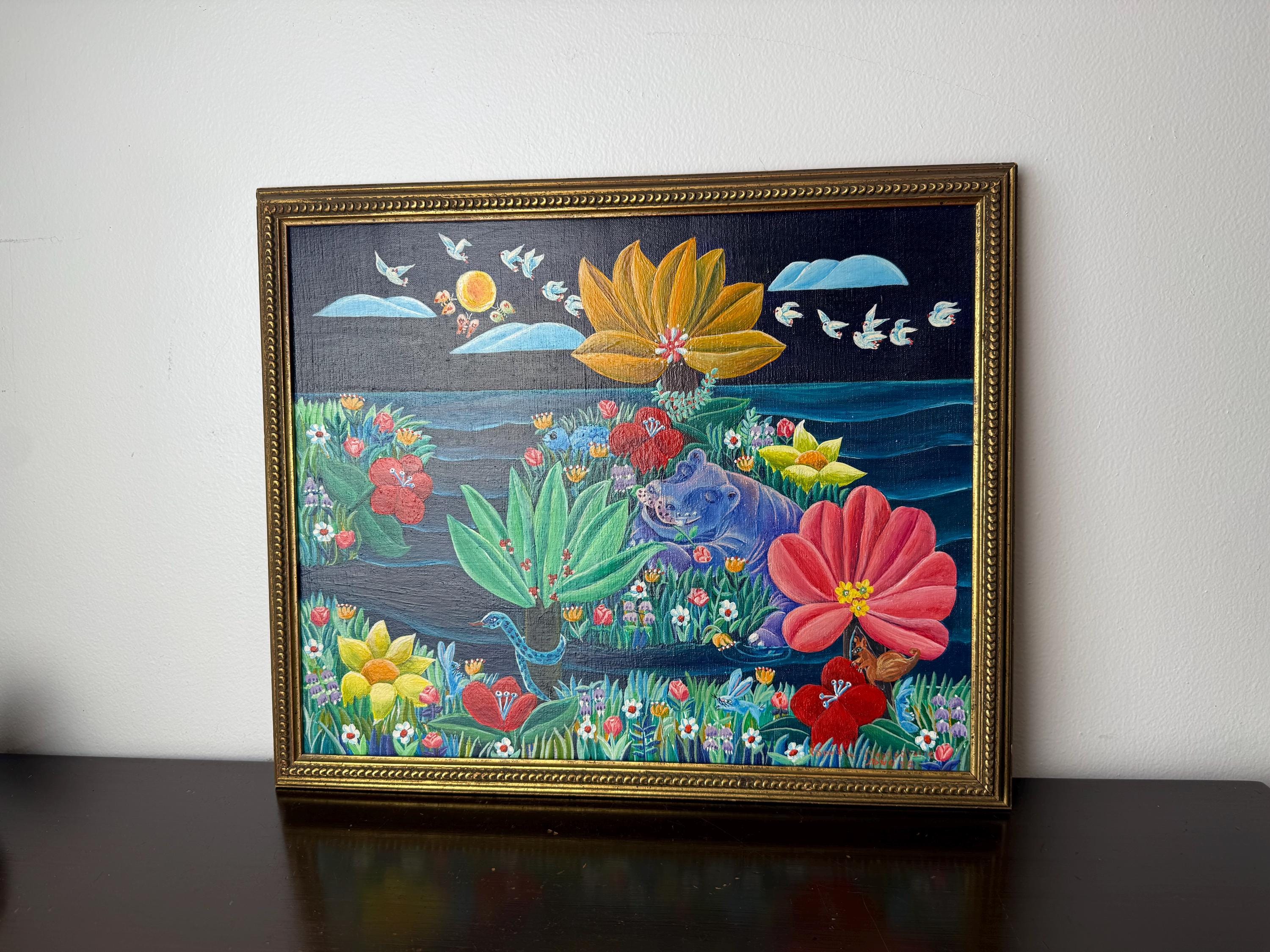 【ハイチアート】絵画 マーケット サイン有り ハイチアン　ヴィンテージ Haitian signed art - Etsy 日本