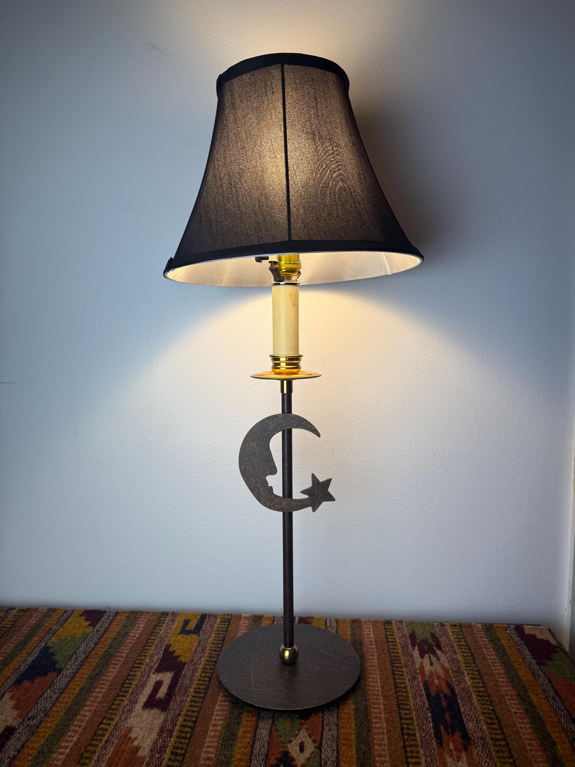 Vintage 90's Y2K Celestial Cresent Moon Stars Table Lamp