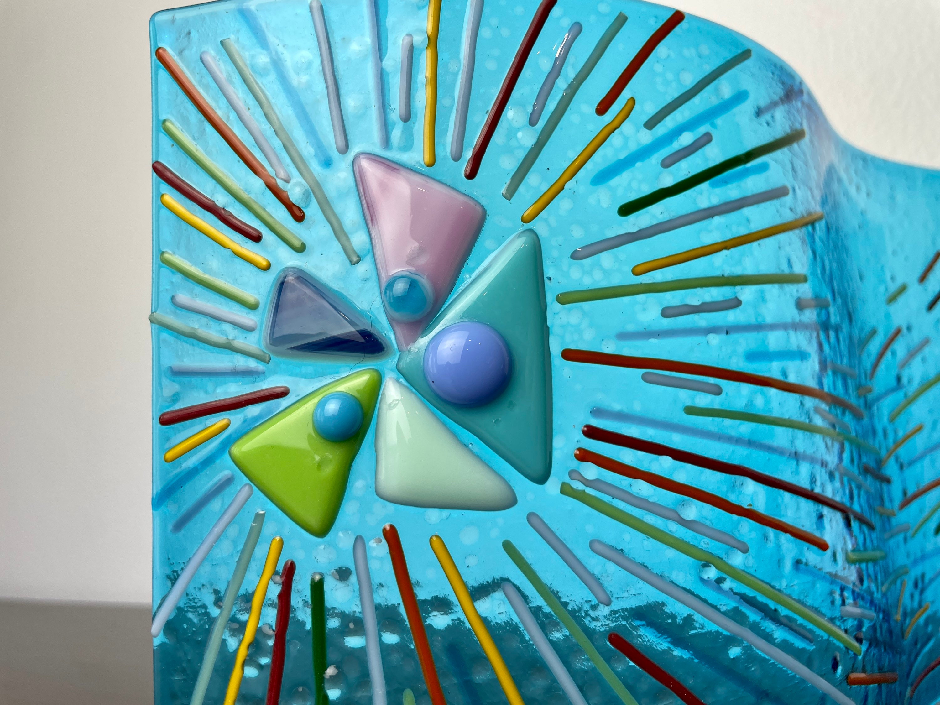 Wavy Fused Studio Art Glass Confetti Window Sill Art Post Etsy