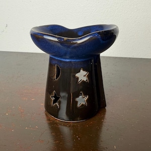 Ceramic Celestial Moon Stars Essential Oil Burner for Aromatherapy/Meditation, Whimsical BOHO Wax Warmer Tealight Holder