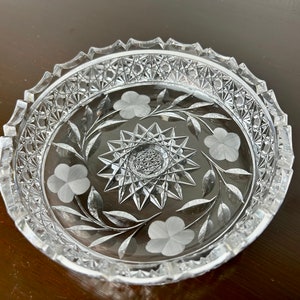 Antique 1920’s Late American Brilliant Period Cut Glass Floral Pattern Bowl/Dish, ABP Cut Glass, Vintage Cut Crystal Bridal Wedding Gift