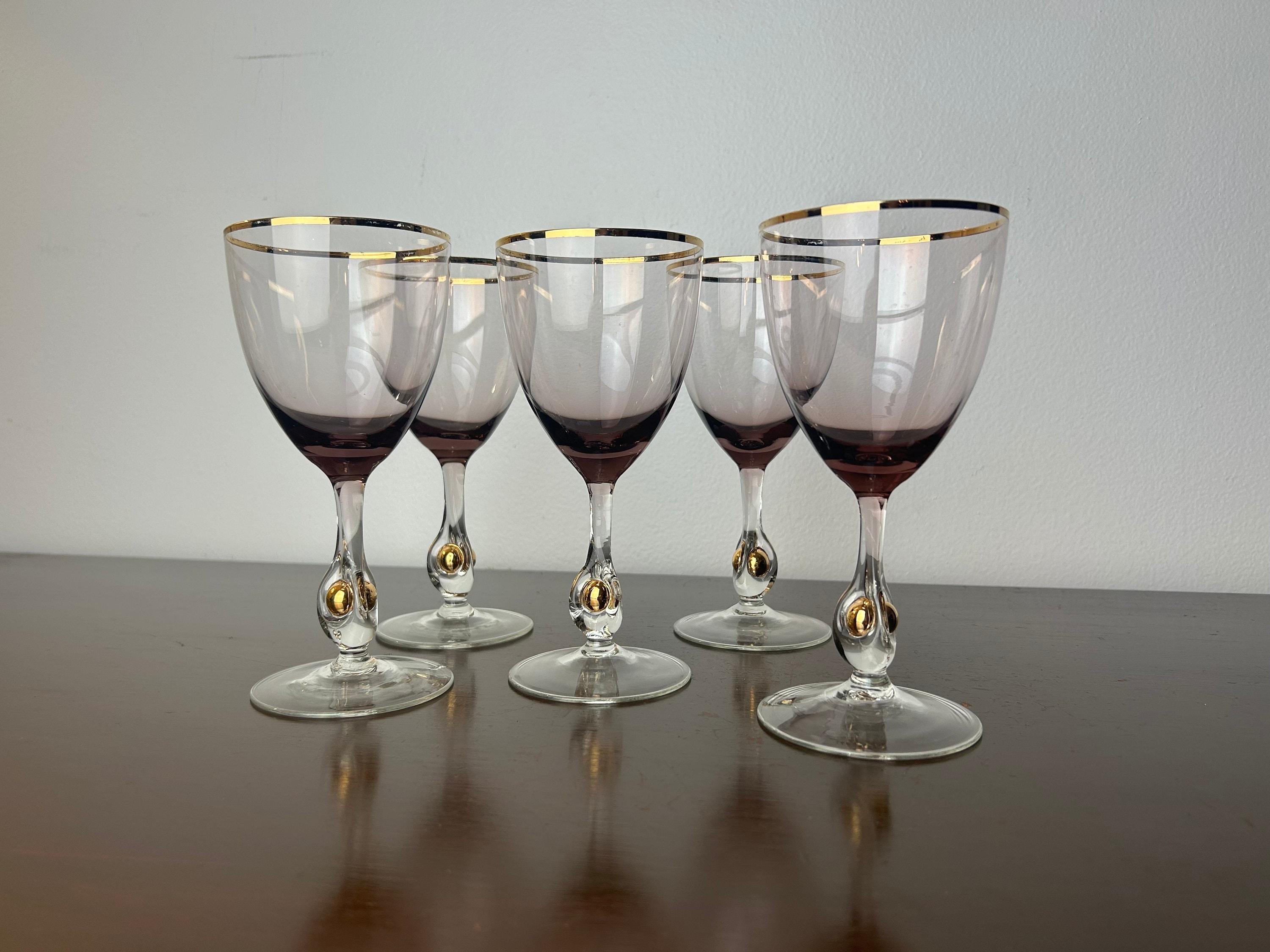 Vintage Jozef Stanik Golden Zuzana Czech Amethyst Glass Gold Rim