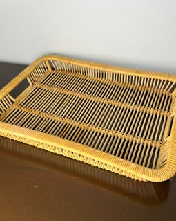 Vintage Artek Rattan Tray, Scandinavian Danish Design, 1960s MCM