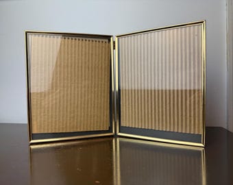 Vintage Hinged Bifold Gold Metal Double Picture Frames, Mid Century ...