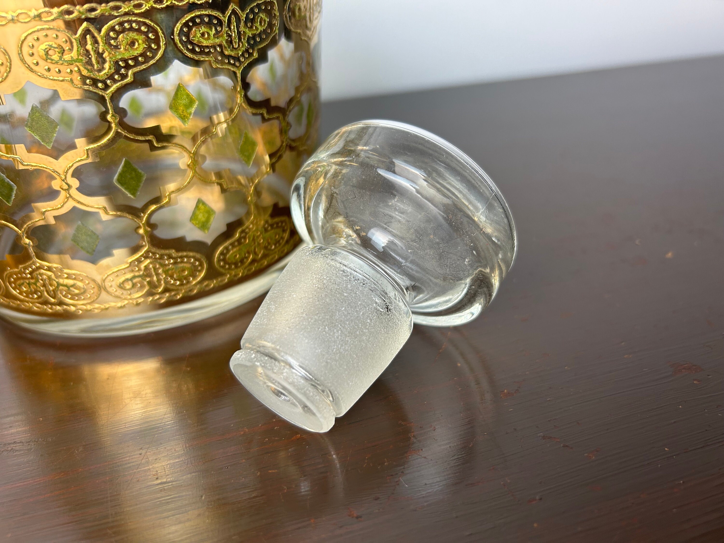 Vintage Culver Valencia Wine Decanter & 6 Glasses/golbets