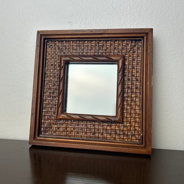 Small Rattan Hanging Mirror Etsy