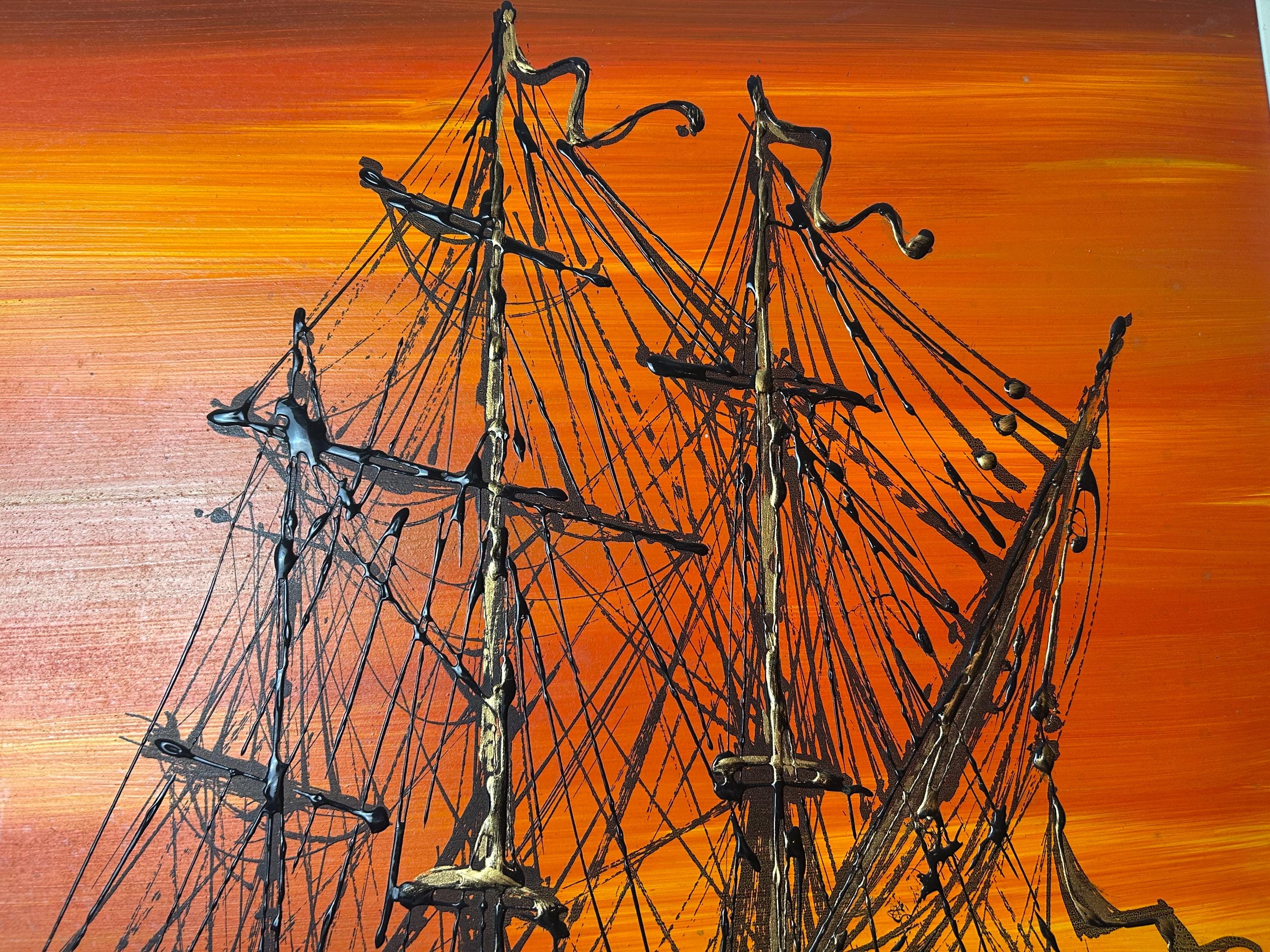 Vintage Large Vanguard Studios Oil Painting Art on Board by Van