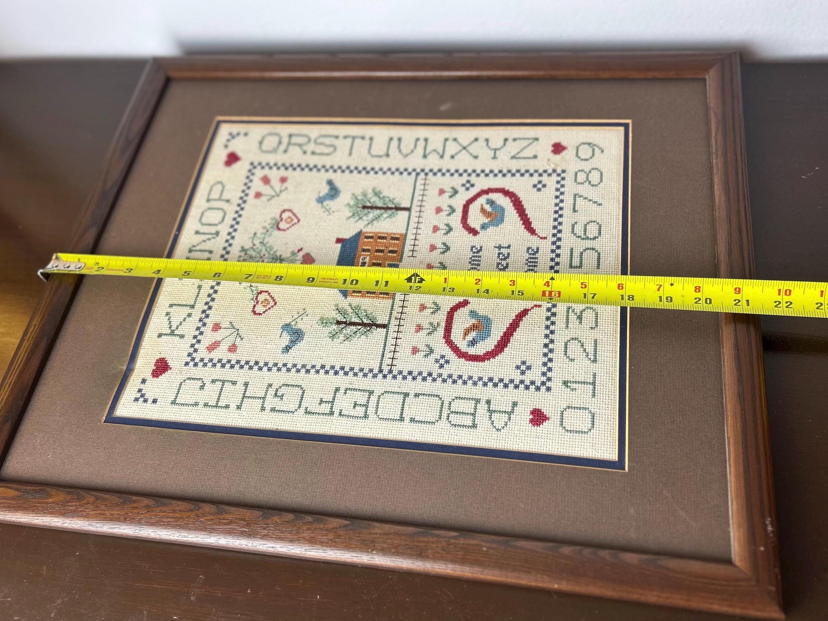 Vintage ABC Alphabet Finished Cross Stitch Embroidery Sampler