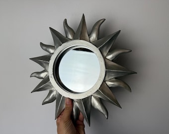 Vintage 90s Celestial Gold Sun Wall Hanging 12” Accent Mirror