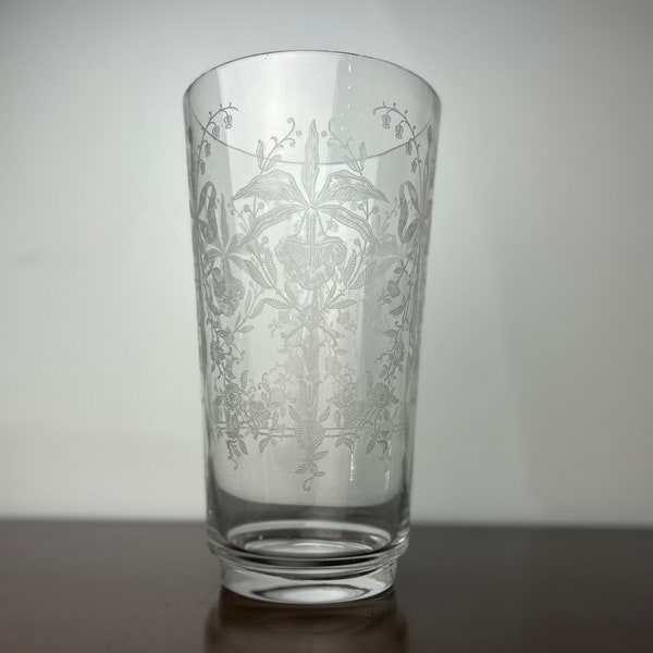 Vintage Heisey Orchid Glass Etched Large 10.5” Flip Vase #4057, Elegant Centerpiece Glass Vase, Collectible Glass