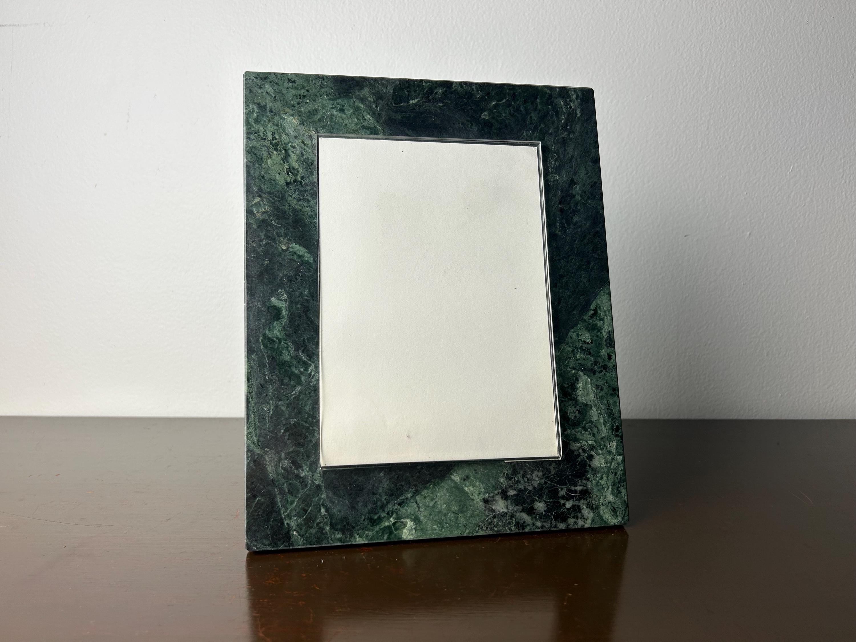 Vintage 1980's Green Marble 5x7 Picture Frame, Luxury Post Modern
