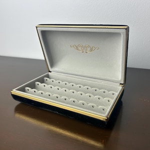 Scatola portagioie vintage grande da viaggio Mele, porta orecchini in velluto nero e oro, portagioie retrò, decorazione per toeletta/camera da letto