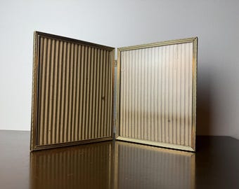 Vintage Hinged Bifold Gold Metal Double Picture Frames, Mid Century ...