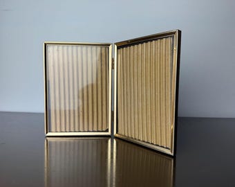 Vintage Hinged Bifold Gold Metal Double Picture Frames, Mid Century ...
