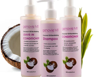 Coconut Oil Revitalizing Shampoo, Conditioner and Leave-in Conditioner Trio