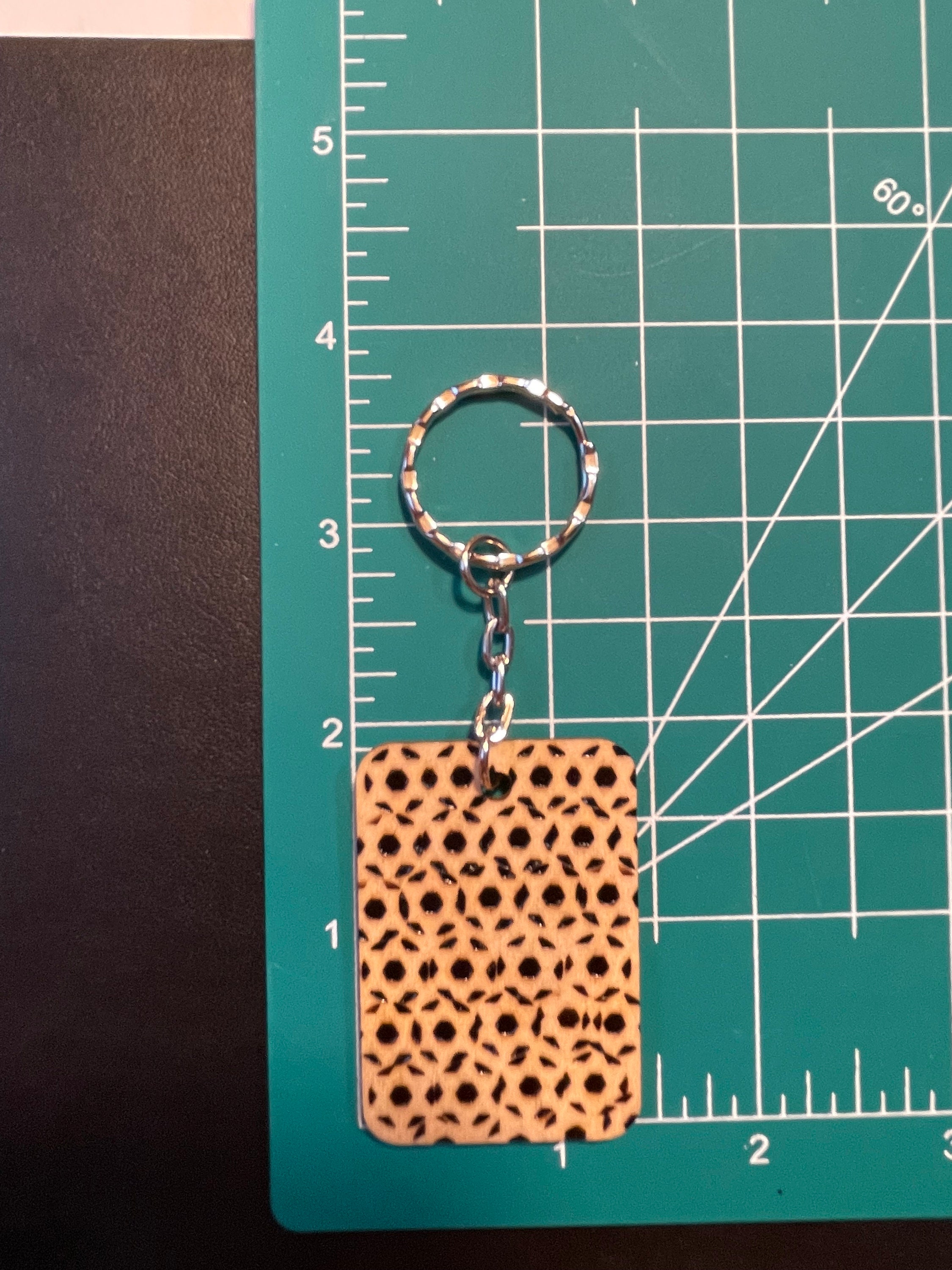 Key Chain Rbt Wood Burned Hexagonal Design Rectangle Wooden Keychain - Etsy