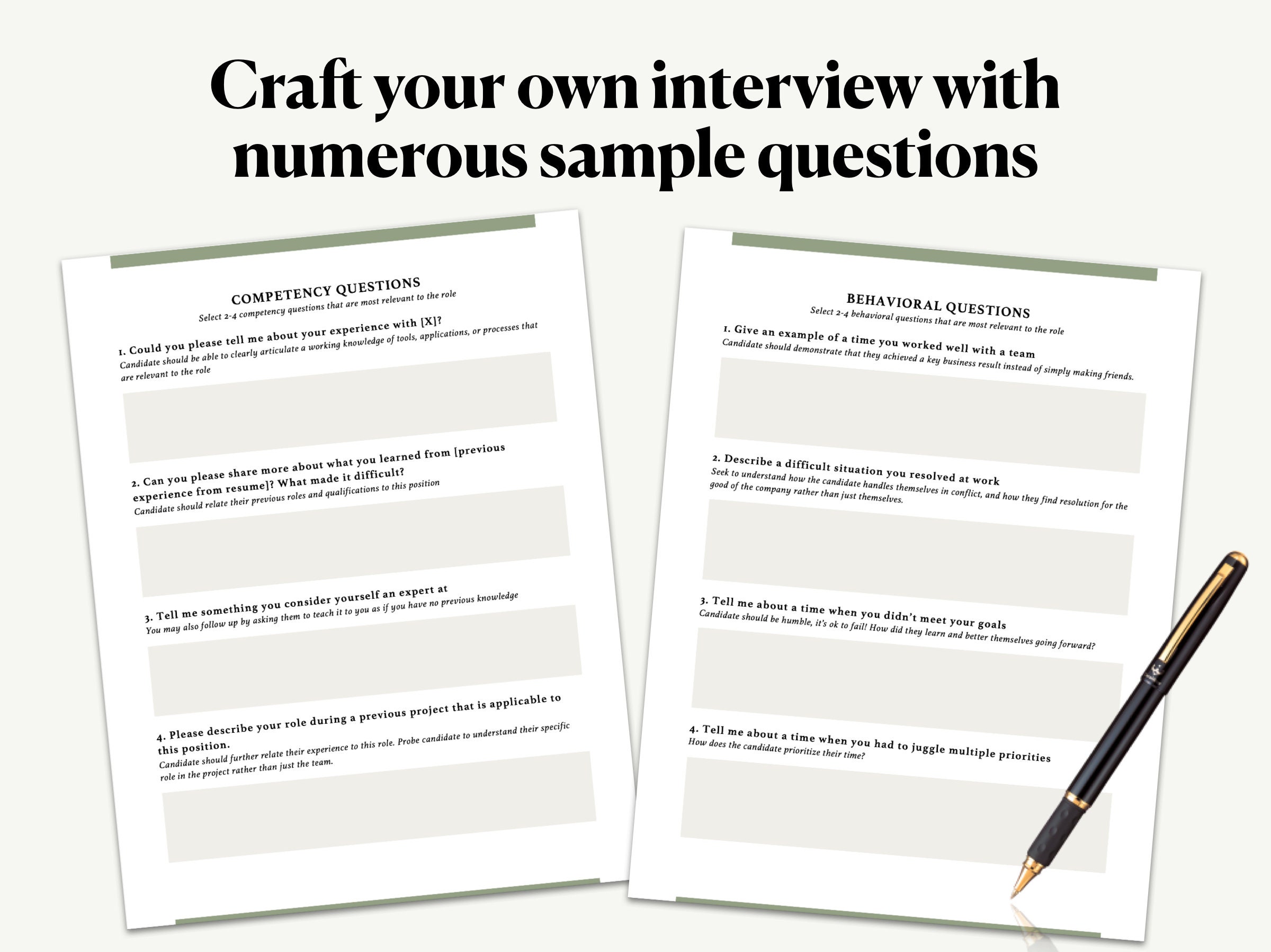 Interview Guide Questions Form Interview Guide for Hiring Managers – Editable Word Doc + Printable PDF ...