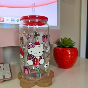 Kawaii Kitty & Friends Christmas Glass Cup