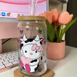 Cow Kitty Glass Cup