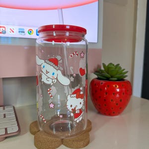 Kawaii Kitty & Friends Christmas Glass Cup