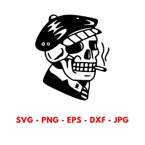 digital smoking skull svg bundle - hat, cigarette clipart, cool hipster design, svg,dxf,eps, instant download for cricut and silhouette