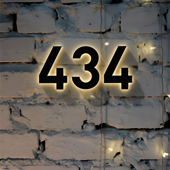 Personalized Address Number Place,LED Number Lights ,Custom Metal Number,House Decoration,Modern House Number,Black Mailbox Metal Number