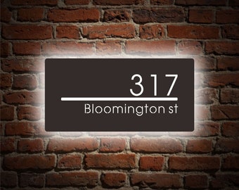Letrero de dirección con número de casa moderno, letrero LED personalizado, letrero luminoso con número de dirección, decoración de pared LED 3D, decoración de dirección de casa