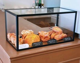 Vetrina da forno in acrilico con struttura in metallo, mobiletto da banco per pasticceria (oro, nero, bianco)