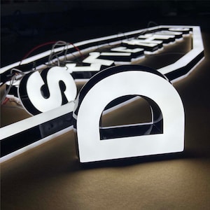 Letreros luminosos personalizados para exteriores para publicidad, letreros modernos con letras 3D y logotipo de empresa, decoración de pared, letreros metálicos LED, letreros con logotipo de Stress.