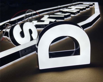 Custom Illuminated Outdoor Signs For Advertising,3D Letter Modern Company Logo Sign,Wall Decor,LED Metal Sign,Stres Logo Sign