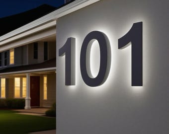 Plaque de numéro de maison LED personnalisée, lettres rétro-éclairées 3D, numéro de maison lumineux, plaque de porte résidentielle moderne en métal