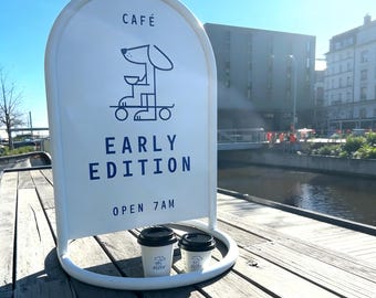 Custom Metal A-Frame Sign Outdoor Double-Sided Menu Board for Restaurant & Cafe Powder-Coated SteeBusiness Signage Durable Advertising Stand