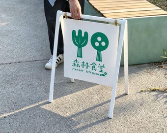 Custom Iron A-Frame Sandwich Board | Double-Sided Sidewalk Sign, Menu Display Stand