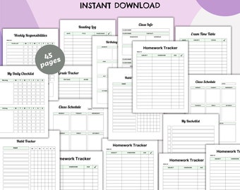 Home school planner editable bundle Template PDF PNG JPEG Canva