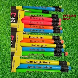 Personalized Pencil Set - Custom Pencils Engraved Pencil Foil Stamped Gift for Teacher Pencil Stocking Stuffer Student Name Penci