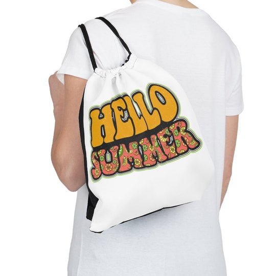 Disover Hello Summer Outdoor Drawstring Bag