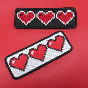 8-Bit Three Hearts Patch - Free Shipping - with backing options