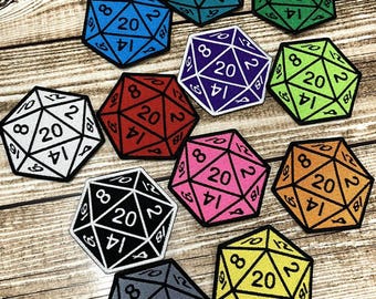 D20 Patch - Sew on, iron on or hook backing