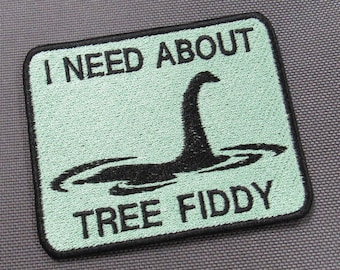Loch Ness Patch, Tree Fiddy - Sew on, iron on or hook backing
