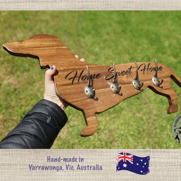 Handcrafted Timber Dachshund Coat Rack - christmas Gift,  coat hanger, Sausage dog