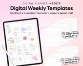 Digital Weekly Templates, Portrait and Landscape Inserts for Digital Planners, Minimalist templates