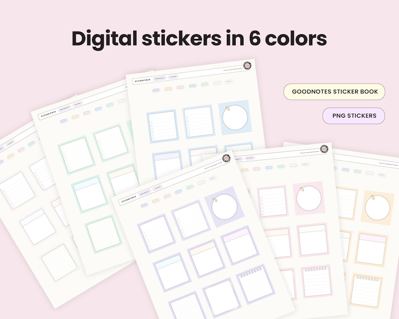 Digital Planner Sticky Notes Pastel Stickers Cute Stickers - Etsy