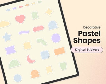 Digital Planner Stickers, Decorative Shapes, Goodnotes Sticker book, Digital Stickers in PNG, Pastel Aesthetic, Cute Stickers