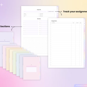 Student Digital Notebook, Notes for Students, College, Academic Assignment tracker, Sticky Notes, Pastel, Rainbow, Hyperlinked, Goodnotes image 4