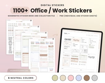 Work Digital Stickers, Neutral Office Professional Stickers, Goodnotes Widgets, Icons, Labels for Digital Planner, Corporate Trackers