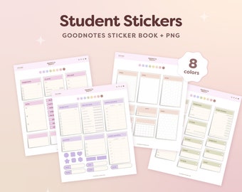 Digitale stickers voor studenten, pastelkleurige en neutrale stickers, Goodnotes-widgets, pictogrammen, labels voor digitale planner, academische stickers