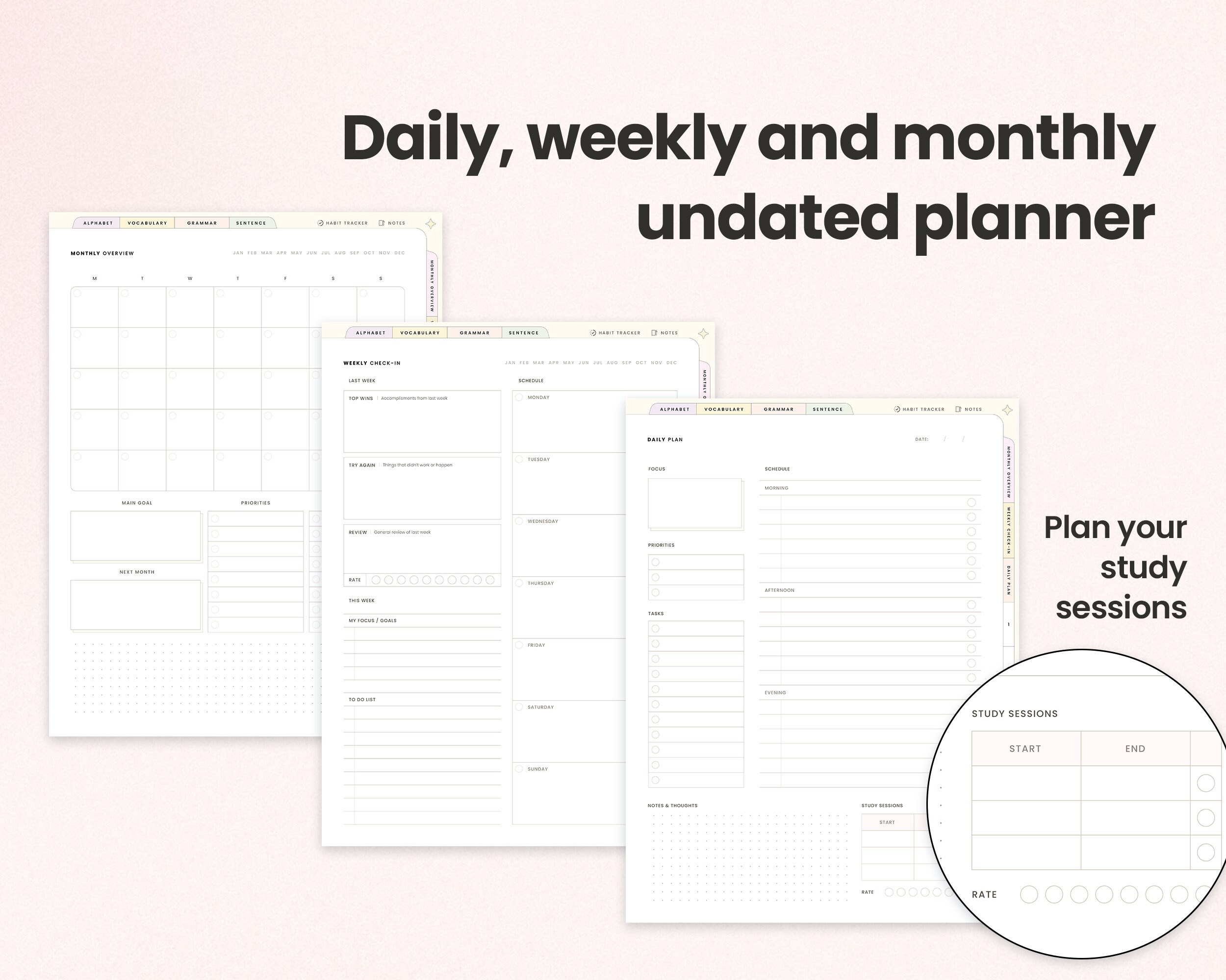 Pastel Language Learning Planner and Notebook to Study and Etsy Australia